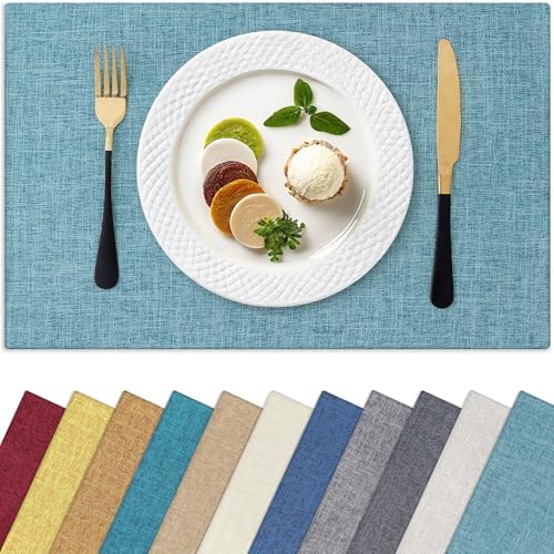 Homaxy Cloths Placemats for Dining Table Set of 4, 13" x 19", Aqua