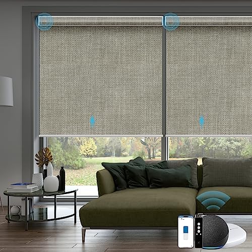 SmartWings Motorized Smart Roller Shades, 100% Blackout Vigor Sage