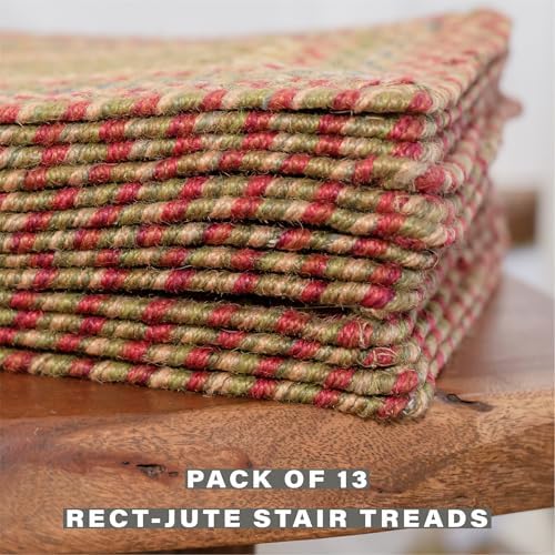 Homespice Azalea Jute Braided Stair Treads, Rect 8x28 Set of 13
