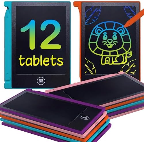 Playtapus Mini LCD Writing Tablet for Kids, 12 Pack – 4.5" Reusable Doodle Boards, Non-Candy Party Favors, Goodie Bag Fillers, Classroom Prizes, Screen-Free Travel Toys for Boys & Girls Ages 3-8