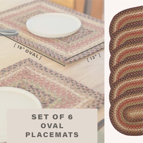 Homespice Gingerbread Jute Braided Placemats, Oval 13x19 Set of 6