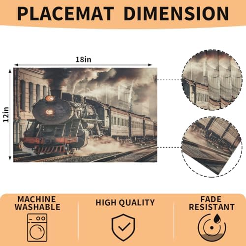 Placemats Set of 4 Washable Linen Place Mats Cloth Table Mats 12x18 Inch