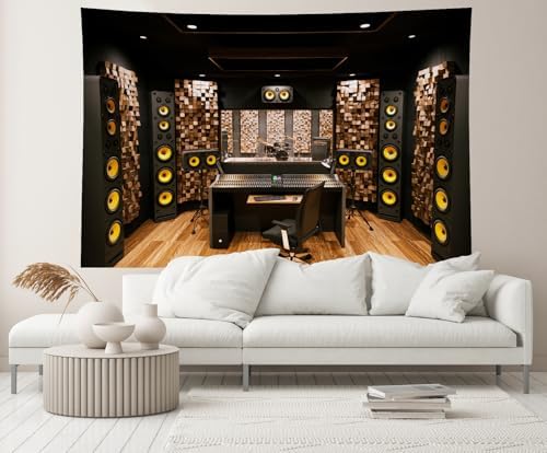 15x10ft Recording Studio Backdrop Professional Sound Mixer Sound Source Equipment Listening Device Operation Desk Background Singer Music Producer Party Decor Photo Booth Studio Props