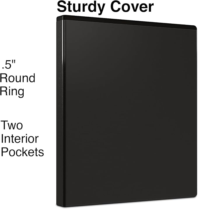 Staples Economy 0.5-Inch 3-Ring View Binder, Black, 3-Pack | Lightweight round-ring budget organizer for school and office use.