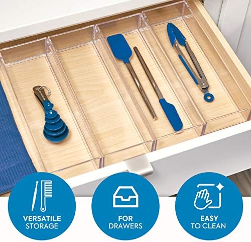 iDesign Plastic Drawer Organizer, 4" x 12" x 2", Clear