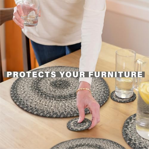 Homespice Flint Hill Jute Braided Placemats, Round 15" Set of 6