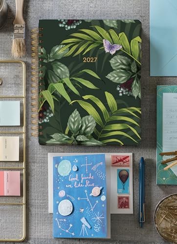 High Note 2027 Planner, 17-Month Weekly & Monthly Hardcover Planner: August 2026 to December 2027, 9" x 10", Greenery with Notes, Lists & Reference Pages + Sticker Sheet