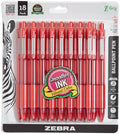 Zebra Pen Z-Grip Retractable Ballpoint Pen, Red Ink, 1.0mm, 18-Pack