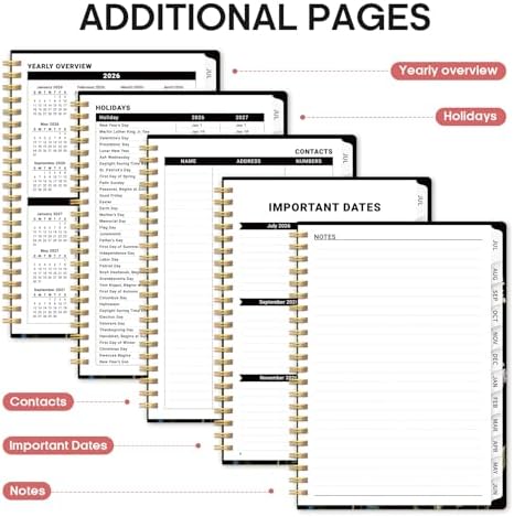 Planner 2026-2027, Jul 2026-Jun 2027 Academic Monthly & Weekly Planner | 8.5" x 11" Hardcover Pretty Calendar Planner for Women, Spiral Organizer for School Office Home Supplies, Peony Bloom