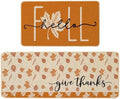 Baccessor Maple Leaves Fall Kitchen Rugs Set of 2, Autumn Leaves Kitchen Mats for Floor Low-Profile Fall Thanksgiving Home Decor 17x29 and 17x47 Inch