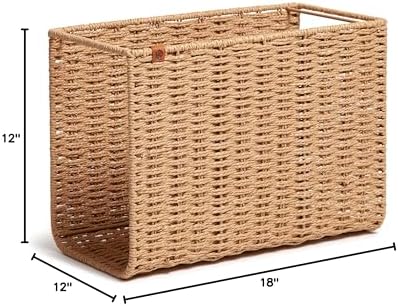U Brands Woven Hanging File Basket, 1 Count, Desk Organizer, Natural Color