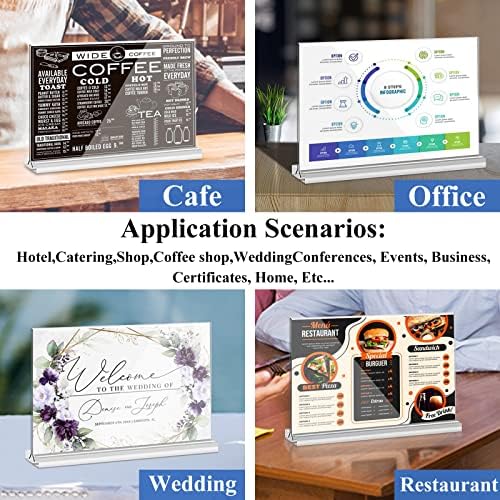 Acrylic Sign Holder 8.5 x 5.5, 8 Pack Double-Sided Standup Table Top Clear Sign Holders, T Shape Horizontal Plastic Acrylic Picture Frame Menu Flyer Paper Holder Display Stands for Office Store Wedding