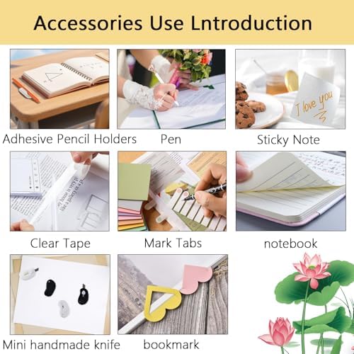 Office Supplies,Desk Accessories,Desk Organizer,Stapler,Tape Dispenser,Folding Phone Holder,Scissors,Notebook,Staple Remover,Staples,Clear Tape,Sticky Notes,Paper Clips,Bookmark,Pen,Pen pals Ect.27pcs