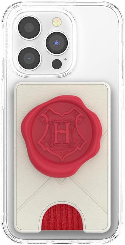 PopSockets Adhesive Phone Wallet with Grip- Hogwarts Letter | PopWallet, Holds 3-5 Cards, Swappable Top, Kickstand, Harry Potter, Slytherin, Fun, Cool, Unique
