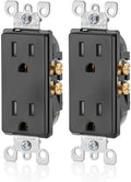 Leviton 15 Amp Decora Tamper-Resistant Duplex Electrical Wall Outlet, T5325-E, Black, (Pack of 2)