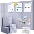 48" x 36" Large Cork Bulletin Board Tiles, Peel and Stick Felt Wall Panels for Vision, Message Center, Picture and Prayer Board for Office, Dorm, Room and Desk Decor(Blue Gray)