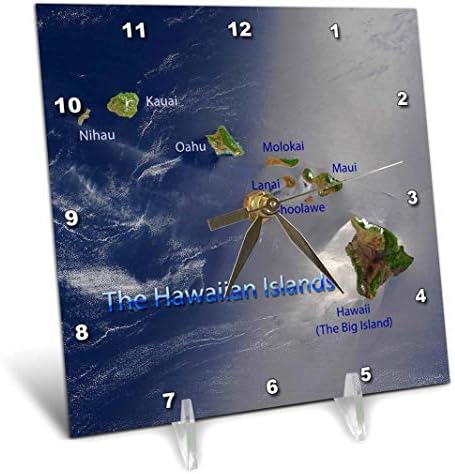 3dRose dc_55408_1 View of The Hawaiian Islands Desk Clock, 6 by 6"