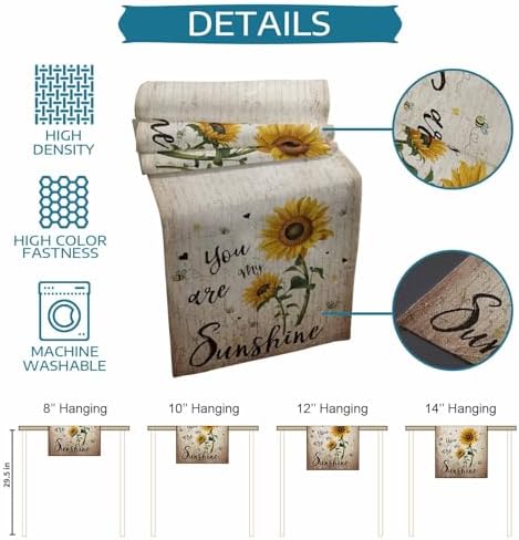 You are My Sunshine Table Runner Dresser Scarf 13 x 108 Inch Vintage Sunflowers Newspaper Texture Table Runners Non-Slip Heat Resistant Kitchen Dining Table Decor for Home Holidays Indoor Outdoor