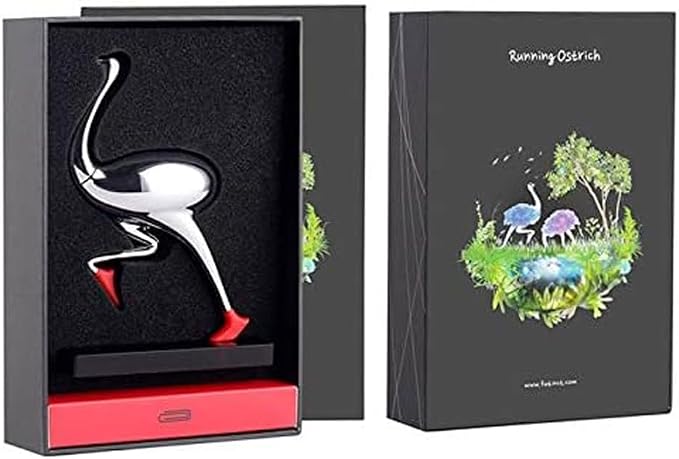 Running Ostrich Magnetic Paperclip Holder Funny Office Desk Decor Decorative Jewelry Storage Dispenser Silver Creative Small Gifts for Friends Coworkers