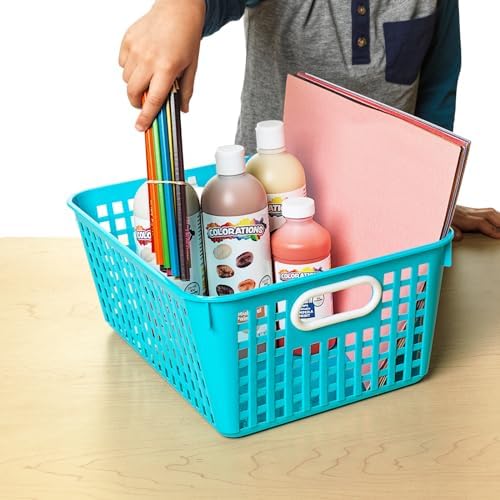 Really Good Stuff Large Plastic Book Baskets, 13.25" by 10" by 5.5"-12-Pack