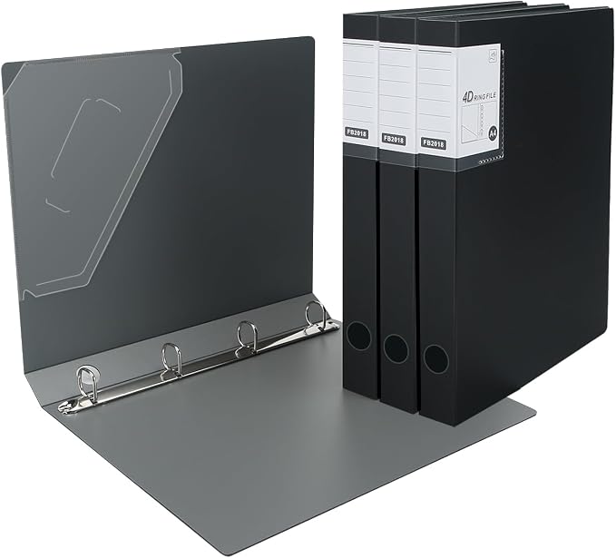 4 Ring Binders 0.8 Inch D Ring,4 Pack D Ring Binder A4,4 Ring（Black）