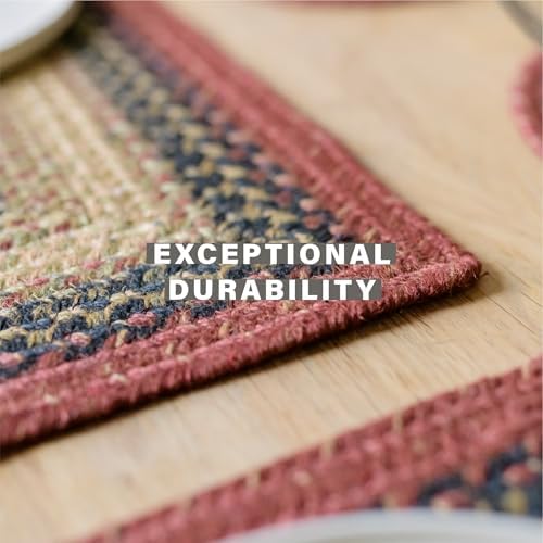 Homespice Highland Braided Placemats for Cabin Decor, Oval 13x19 Set of 6