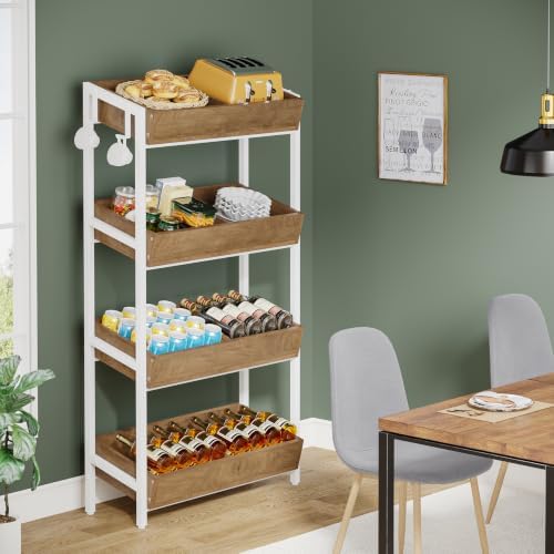 Tribesigns Wood Fruit and Vegetable Basket Stand,Onions and Potato Rack