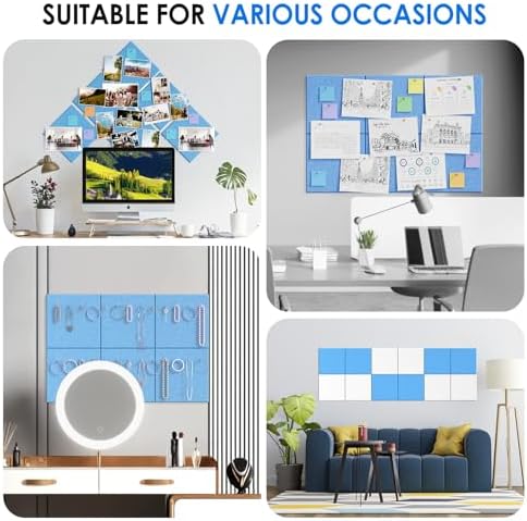 MaxGear Felt Bulletin Board 36" x 24", 6 Pack Blue Felt Wall Tile Push Pin