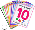 MR.MATE 10Pcs Dry Erase Pockets Sleeve 10x14,Clear Plastic Sheet Protectors