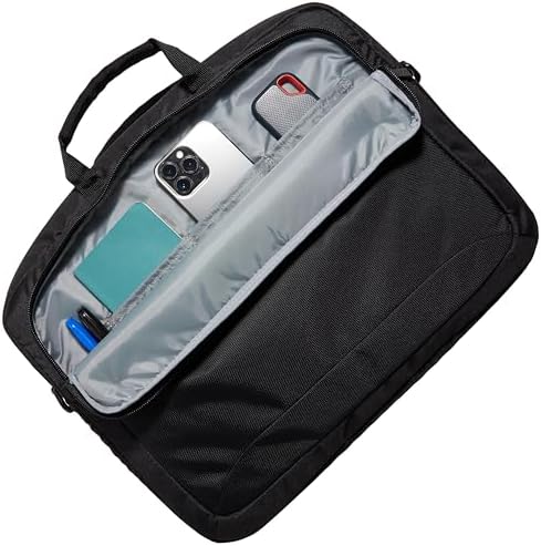 Amazon Basics Laptop Carrying Case with Shoulder Strap, 17.3 in, Black, Travel Business Briefcase, 10-Pack
