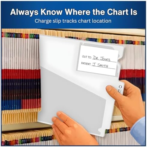Doctor Stuff - Center Tab Vinyl Outguides, Diagonal Cut Front Pocket, Top Charge Out Slip Pocket, Plastic File Folder, Letter Size 9" x 13-1/4", Frosty Clear, 25/Box