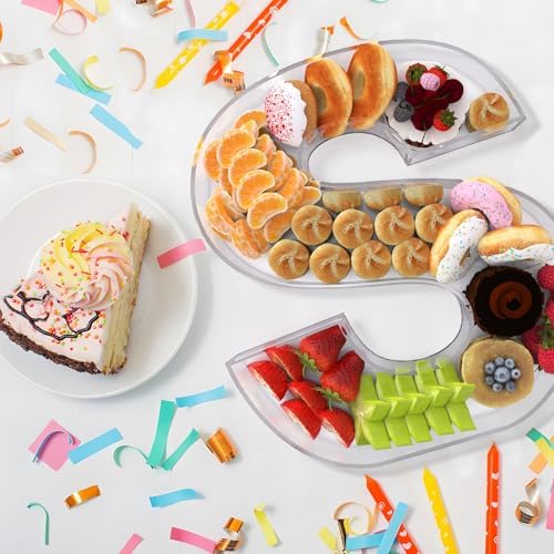 11" Acrylic Letter Charcuterie Box, Reusable Fillable Alphabet Number Shaped Form Tray for Birthday Anniversaries, Party Decorative Serving Plates Display Candy Cake (S)