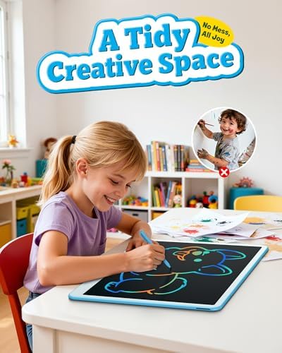 Bravokids 20 Inch LCD Writing Tablet for 3-8 Year Olds - Electronic Drawing Pad and Doodle Board as Educational Birthday Gifts for Girls and Boys (Blue)