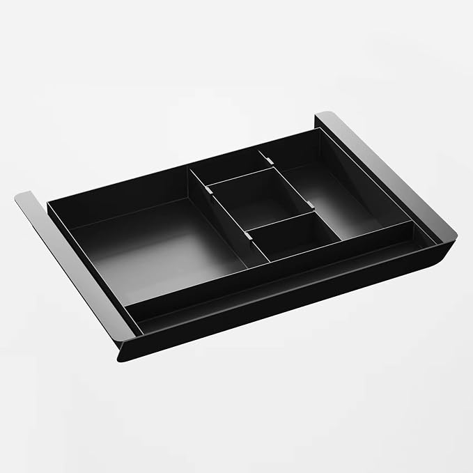 Under Desk Mounted Sliding Pull-out Drawer with Pencil Tray and Slide Storage Tray, 17'' long & 13.5'' deep Large Storage Organizer for Sit Stand Workstation