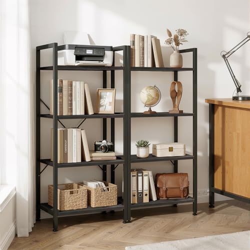 4 Tier Bookshelf, Free Standing Bookcase with Open Storage Shelves