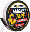 Kraftex Magnetic Tape: 3.5ft x 1/2" Magnetic Strips with Adhesive Backing. Sticky, Flat Magnets for Crafts, Magnet Labels & Stickers. Magnets with Adhesive Backing Great for Home, School and Office