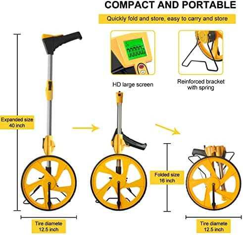 Zozen Measuring Wheel Digital Display, Feet/Meters, Foldable Measure Wheel