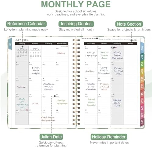 Planner 2026-2027, Weekly and Monthly Academic Planner, July 2026 - June 2027, Hardcover Calendar Agenda Book for School Year Planning, School Supplies for Teacher and Student, Letter Size(8.5'' x 11'')