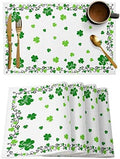 St. Patrick's Day Placemats Set of 6, Green Shamrock Irish Clover Heat Resistant Washable Dining Table Mats Seasonal Spring Holiday Farmhouse Decor for Kitchen&Table Linens Outdoor Indoor