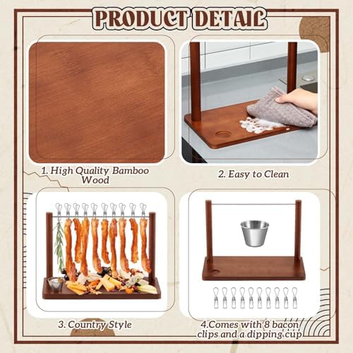 Acacia Wood 15.8 x 7.2 x 10.6 Inches Bacon Display Rack Wooden Bacon Tray