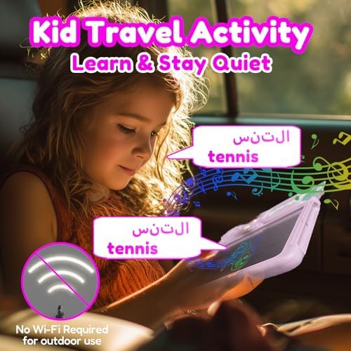 Writing Tablet with Bilingual Flash Cards for Kids, Arabic, Pink