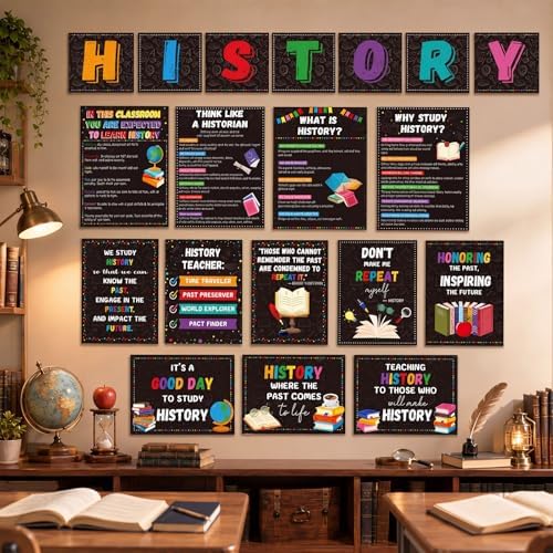 Funrous 19 Pcs History Posters History Classroom Decoration, Classic