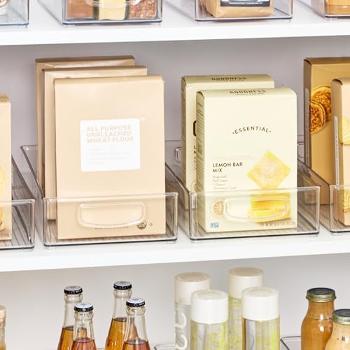 iDesign Stackable Clear Plastic Extra Long Pantry Organizers, 4-Pack