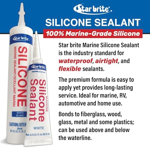 STAR BRITE Marine Silicone Sealant - Clear 10.1 Oz - Waterproof, Durable, UV Resistant, for Fiberglass, Metal, Wood, Glass, Ceramic & More (082122)