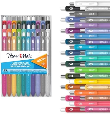 Paper Mate InkJoy Gel Pens Ultimate Pack, Retractable, Featuring Classic, Bright!, and Metallic Inks, Assorted Colors, 30 Count - Writing, Note-Taking, Teacher Supplies, Back to School