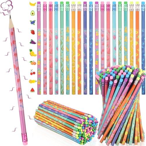 Teling 320 Pcs Wooden HB Scented Pencils Bulk with Erasers for Classroom