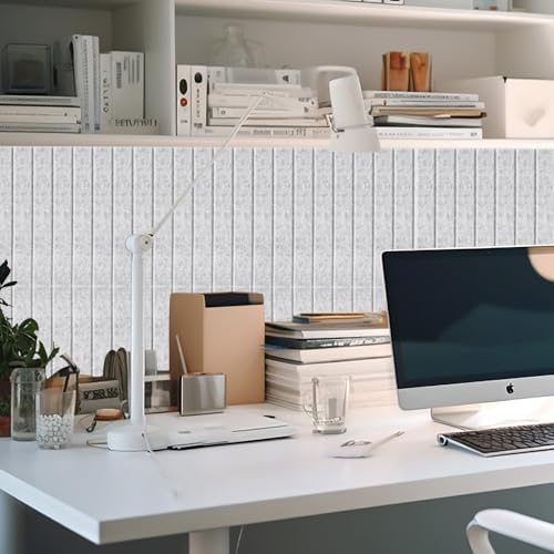 Honoson 12 Pack Felt Bulletin Board Self Adhesive Wall Tiles, Marble Gray