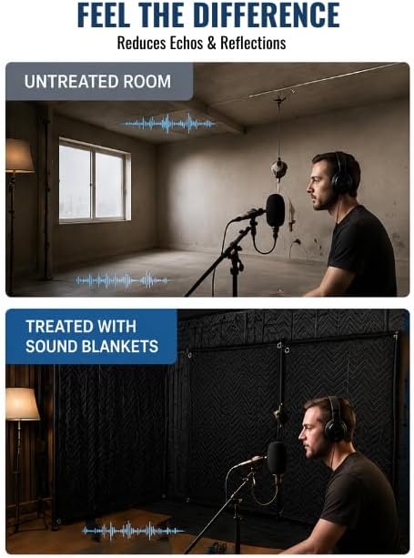 Filmcraft Studio Sound Blanket with Grommets 72 by 80 inch Heavy Duty Polyester (3 Pack)