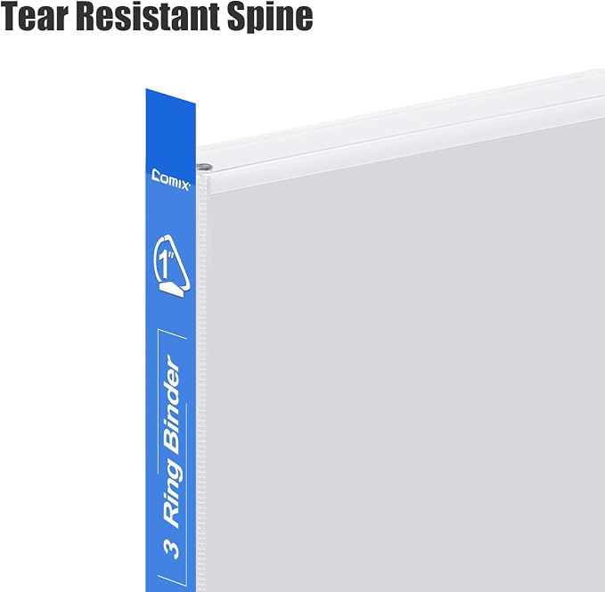 COMIX Heavy Duty Slant-D Ring View Binder, 1 inch 3 Ring Binders, Hold 225 Sheets of 8.5" x 11" Paper, 12 Pack (White)