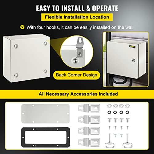 VEVOR NEMA Steel Enclosure, 12" x 12" x 6" NEMA 4X Steel Electrical Box,IP66 Waterproof & Dustproof,Outdoor/Indoor Electrical Junction Box,with Mounting Plate